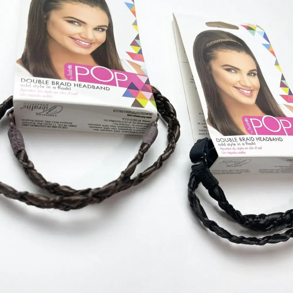 2-piece Pop by Hairdo‎ Double Braid Braided Headband Brown & Black